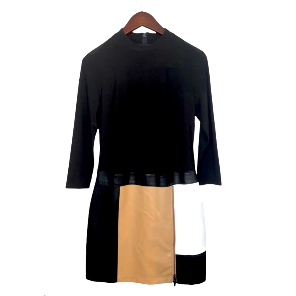 Laundry By Shelli Segal MOD colorblock faux leather dress